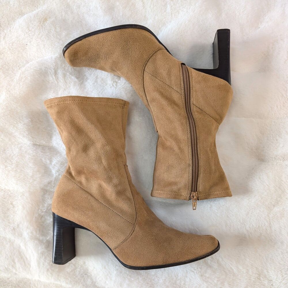 Predictions Square Toe Block Heel Suede-Like Ankle Boots - Picture 3 of 8